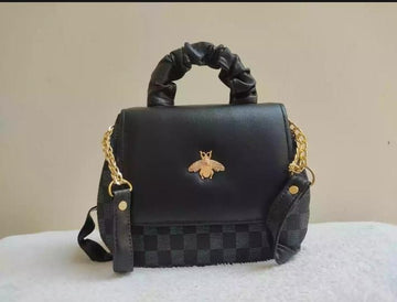 Black Printed Chain Strap Shoulder Bag for Girls