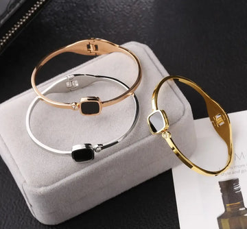 Square Black Face Rose Gold Bracelets for Women