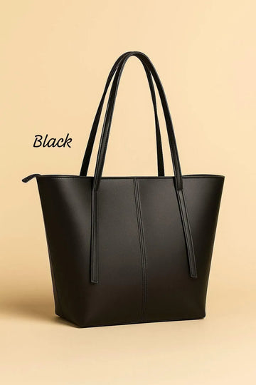 Black Leather Shoulder Bag for Women Office School Daily Use