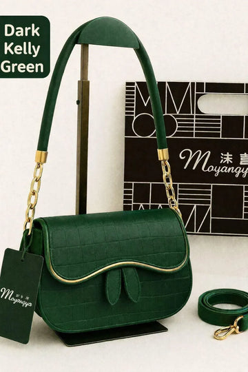 Green Kelly Green Shoulder Bag for Girls - 1 Pc, Plain Design