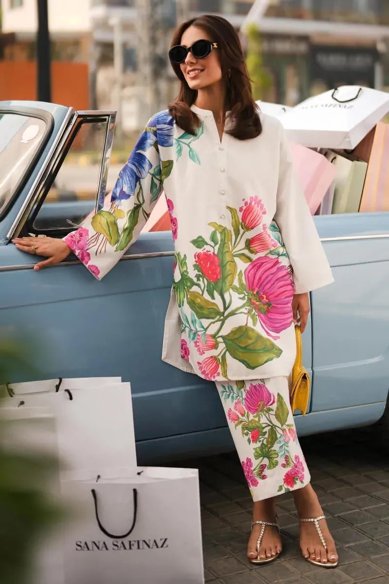Women Georgette Printed 2Pcs Set White