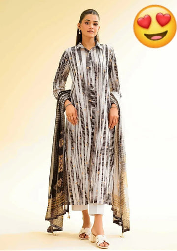 3 Piece Monar Lawn Suit for Pakistani Women Medium Large