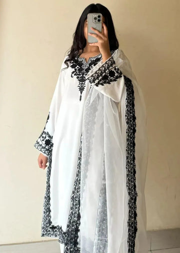 White Organza Embroidered 3Pcs Women Suit