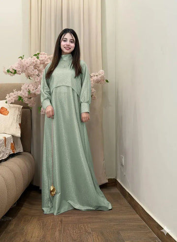 Green Glitter 2Pcs Maxi Dress Set