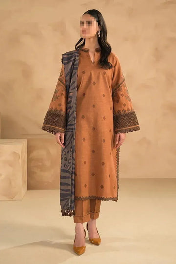 Dhanak 3 Pcs Women's Unstitched Embroidered  Suit
