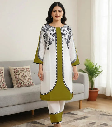 Green Printed Grip Silk 2Pcs Kurta Set