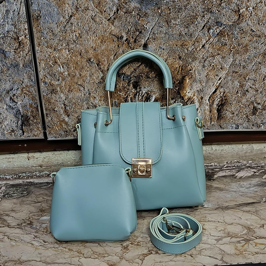 Green PU Leather Crossbody Bag Set with Pouch