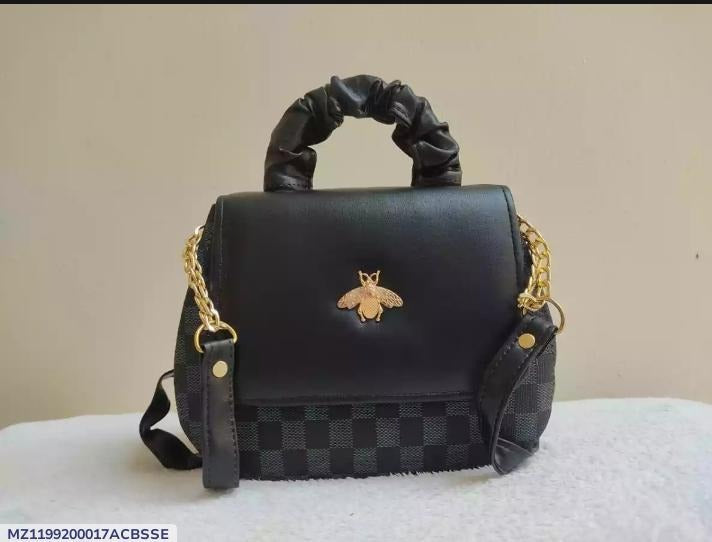 Black Printed Chain Strap Shoulder Bag for Girls