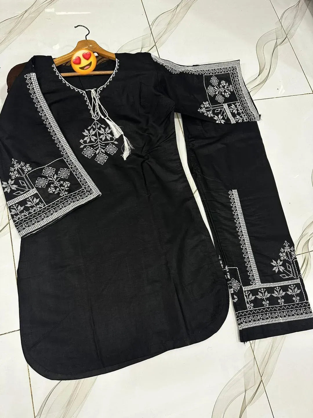 Black Aari Embroidered 2Pcs Set for Women