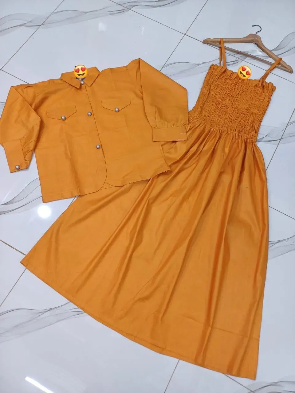 Mustard Linen 2-Piece Coati Set for Women