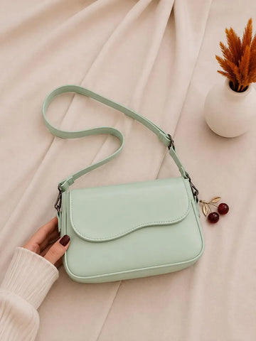 Girl's PU Leather Plain Shoulder Bag