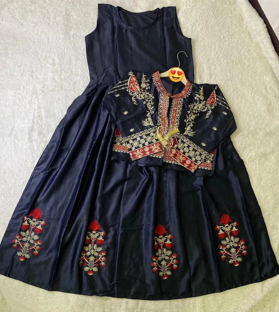 Black Shamoz Silk Maxi & Jacket Set for Eid Party Wear
