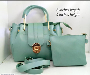 Green PU Leather Crossbody Bag Set with Pouch