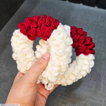 Crochet Hair Scrunchie Red White Chunky Hold