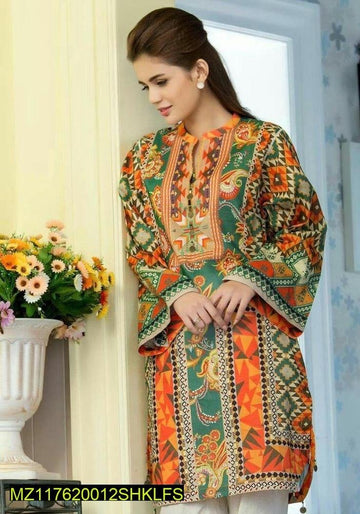 Printed Swiss Lawn Shirt for Women Multicolor Paisley Design