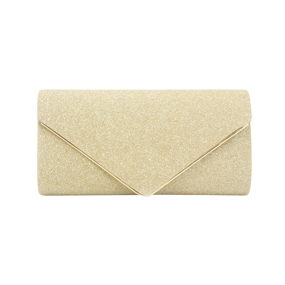 Glitter Clutch with Gold Clasp for Women
